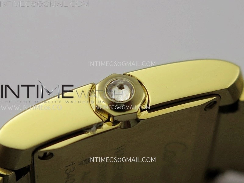 Tank Francaise Ladies 21.2mm Diamond Bezel YG 8848F 1:1 Best Edition Silver Dial on YG Bracelet Ronda Quartz V2